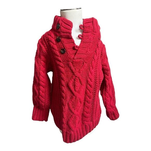 Toddler Boys Gap Kids Sherpa Lined Cable Knit Mock Neck Sweater - Sz 2 Years 2T - Picture 1 of 2